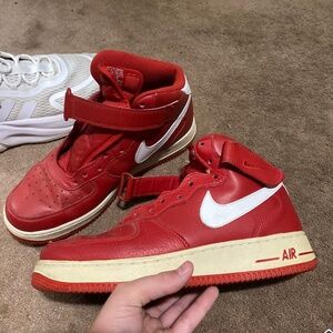 Red High Top Old School Red Nike Air Force 1s